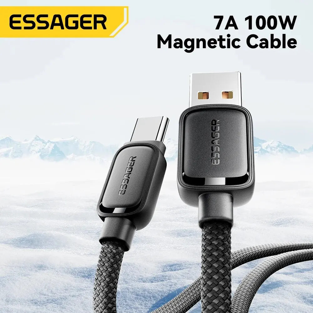 100W Magnetic USB‑C to USB‑C Fast Charging Cable for iPhone / Samsung / iPad / MacBook (BLACK)2