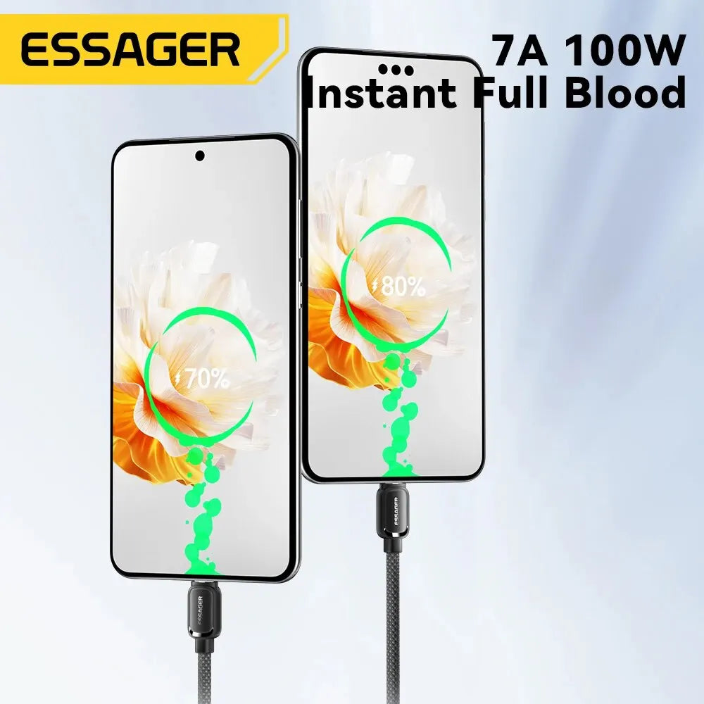 100W Magnetic USB‑C to USB‑C Fast Charging Cable for iPhone / Samsung / iPad / MacBook (BLACK)4