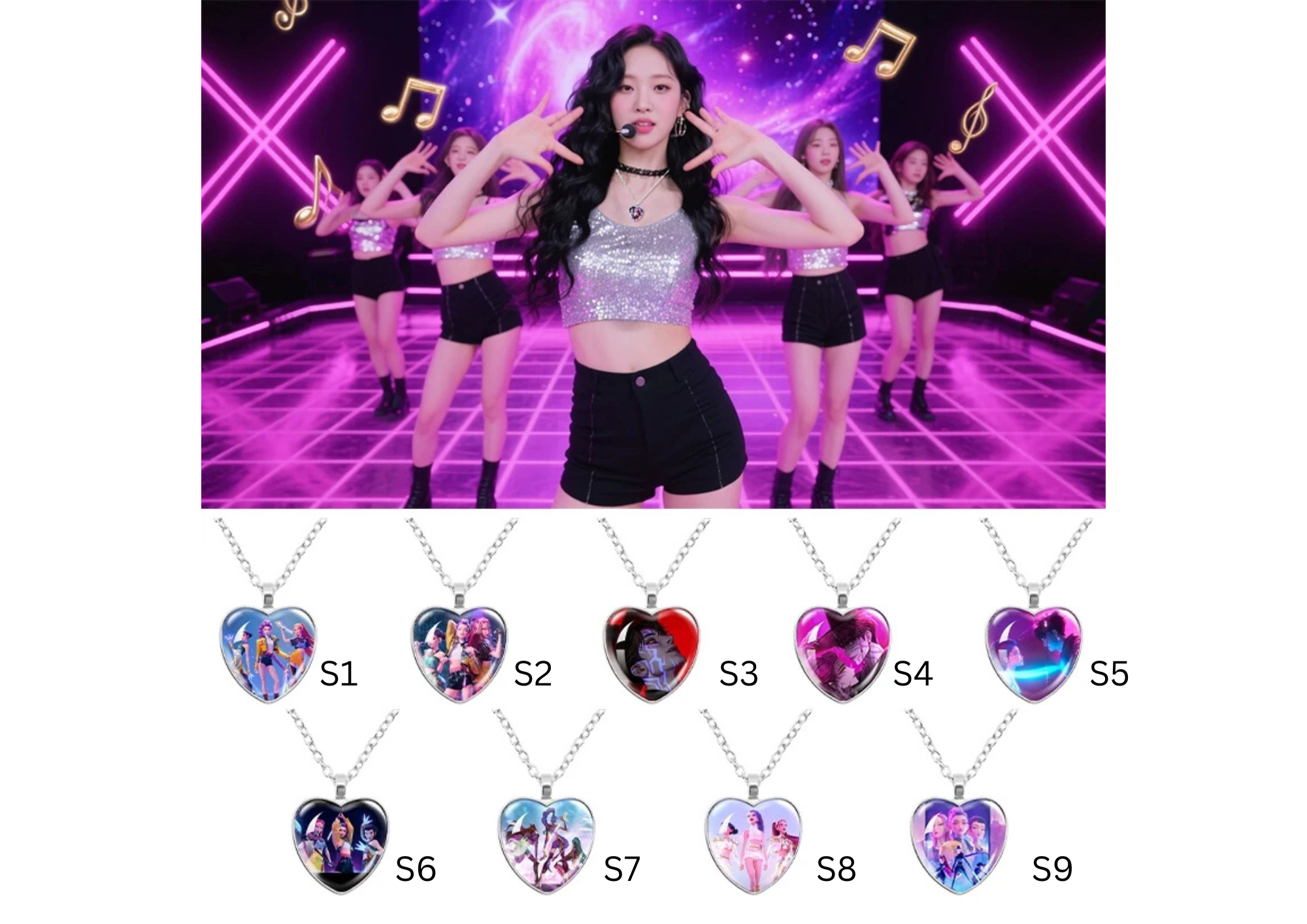 K-Pop Idol Inspired Beaded Charm Necklace – Rumi, Zoey & Mira Pendant
