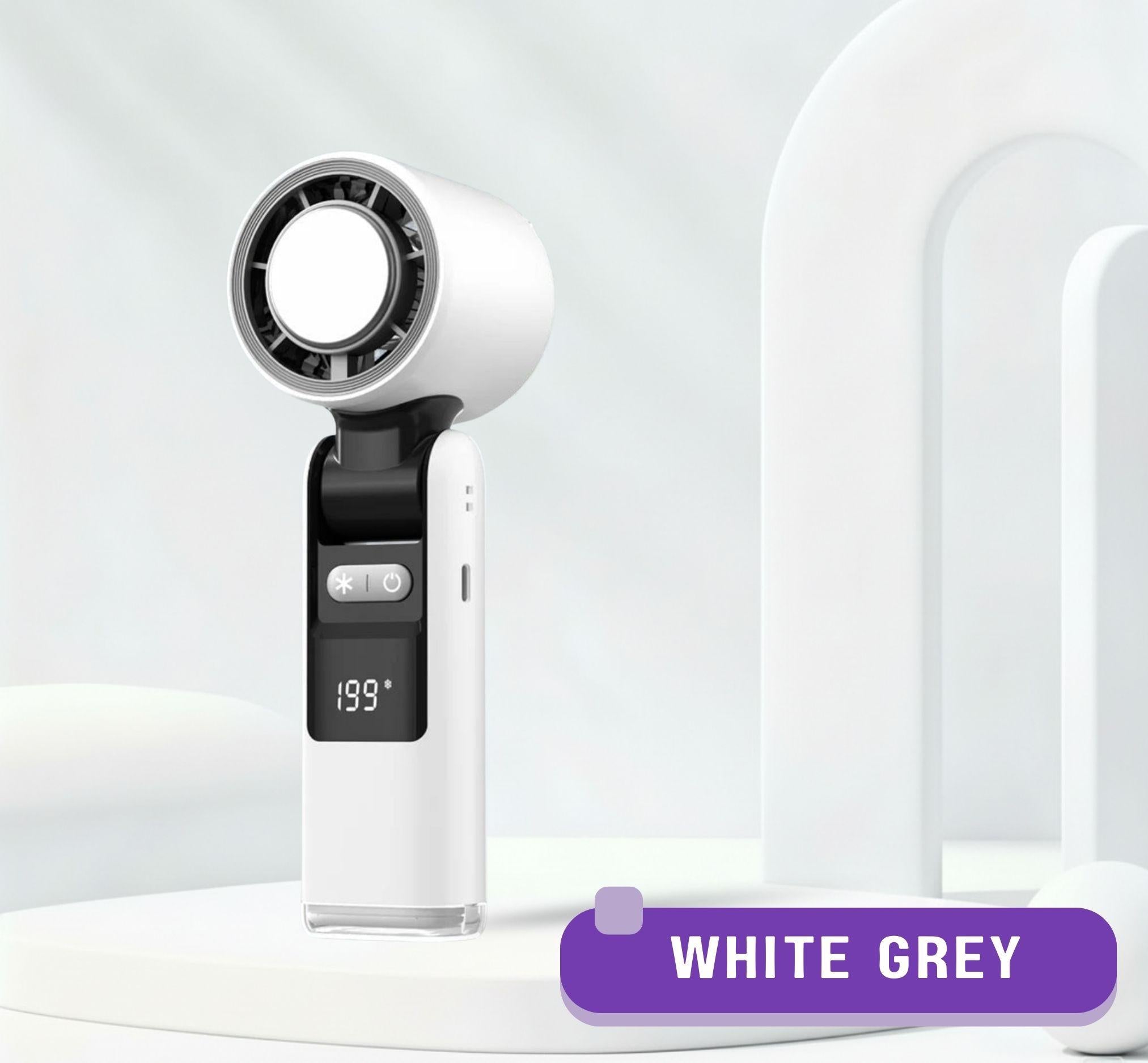 Bladeless Portable Turbo Fan – Foldable Design, Digital Display, 4000mAh Rechargeable.