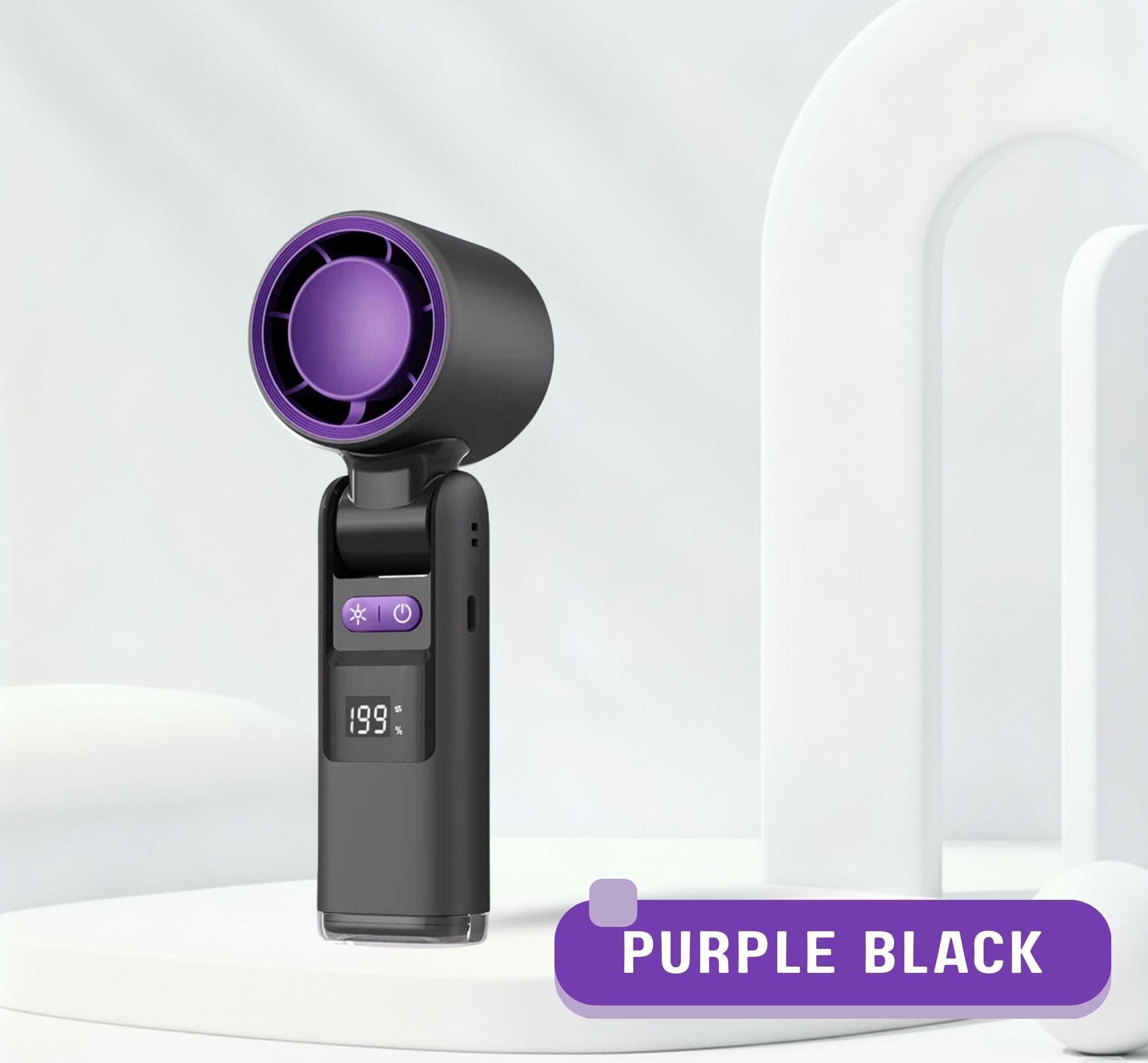 Bladeless Portable Turbo Fan – Foldable Design, Digital Display, 4000mAh Rechargeable.