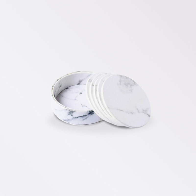 6PCS Hot Sale PU Leather Marble Coaster - beunik