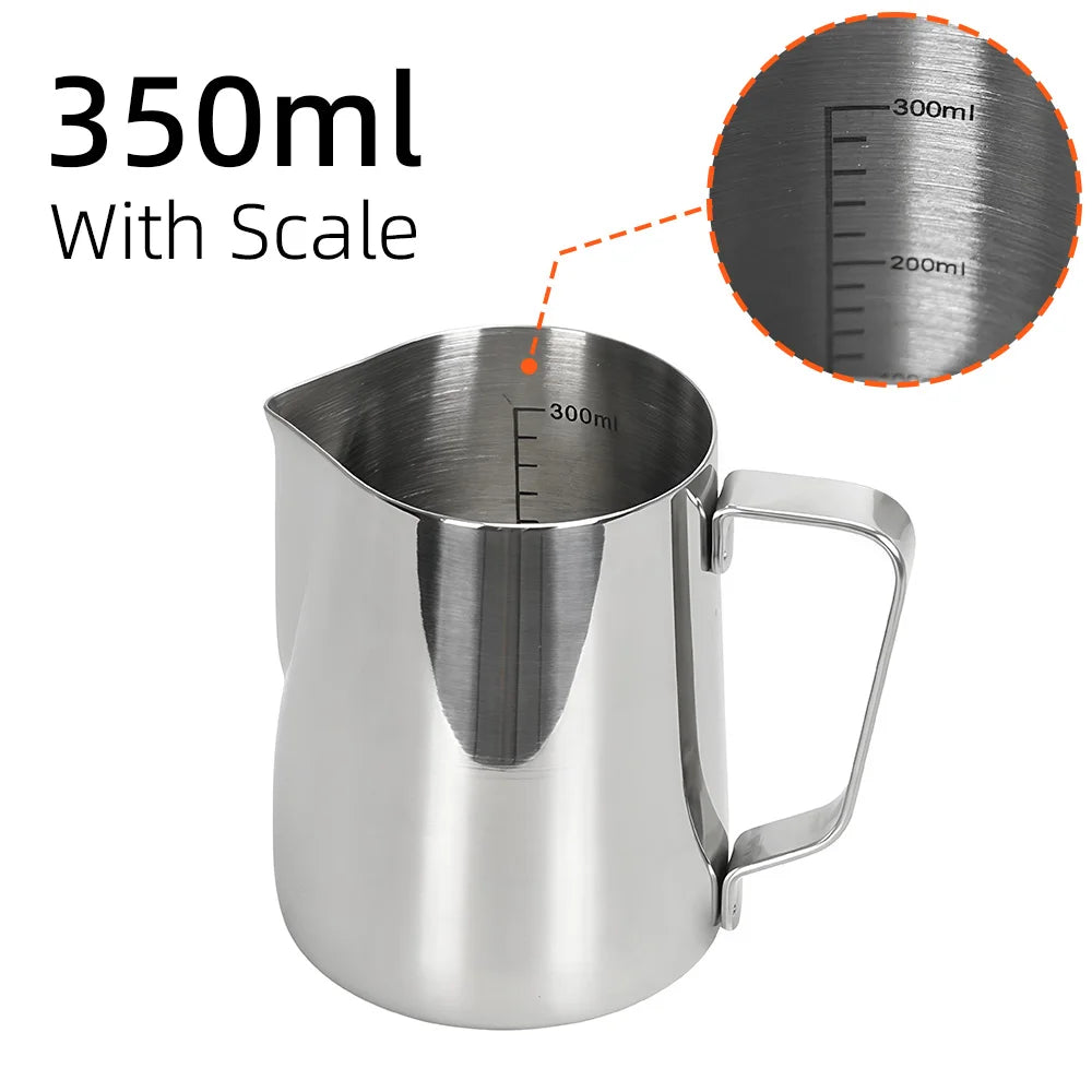BaristaCraft™ Milk Frothing Pitcher Set – Stainless Steel Jugs with Scale & Latte Art Needle (350ml / 600ml) beunik