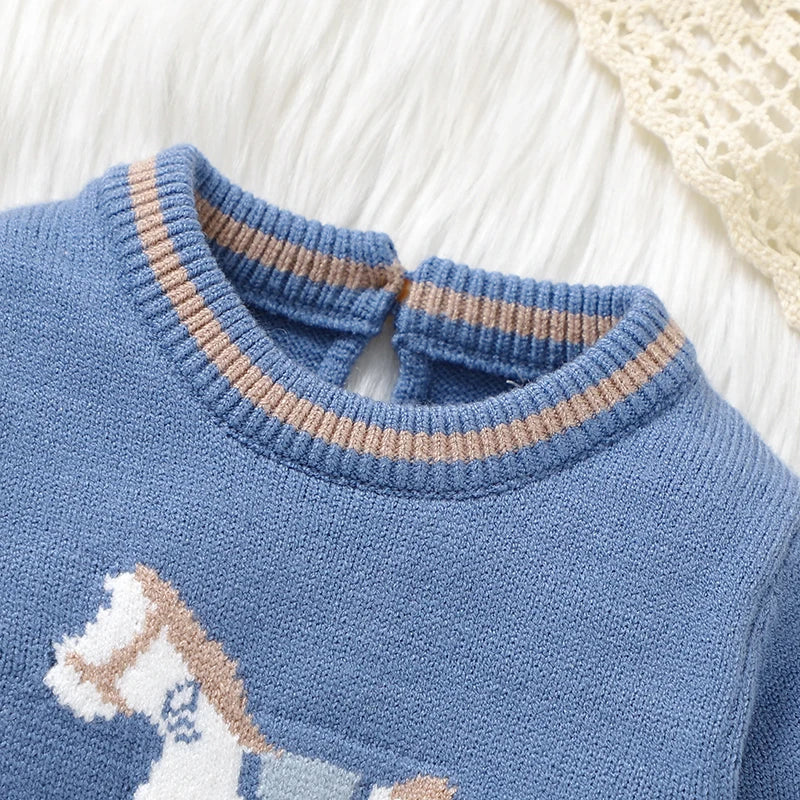 Blue Knit Long‑Sleeve Baby Jumpsuit 3