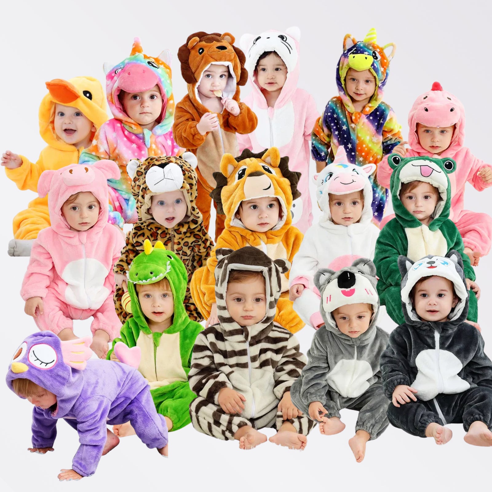 Cozy Animal Baby Onesie – Flannel Winter Romper with Hood for Newborns, Infants & Toddlers (Boys & Girls) beunik