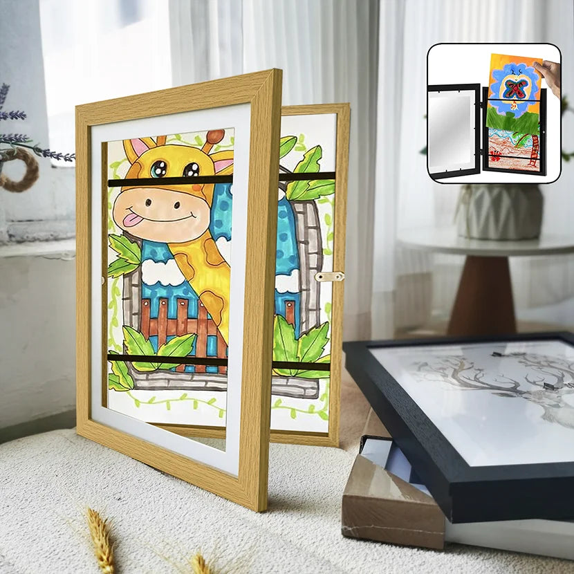 Magnetic Wood Flap Art Frame – Kids artwork display - beunik