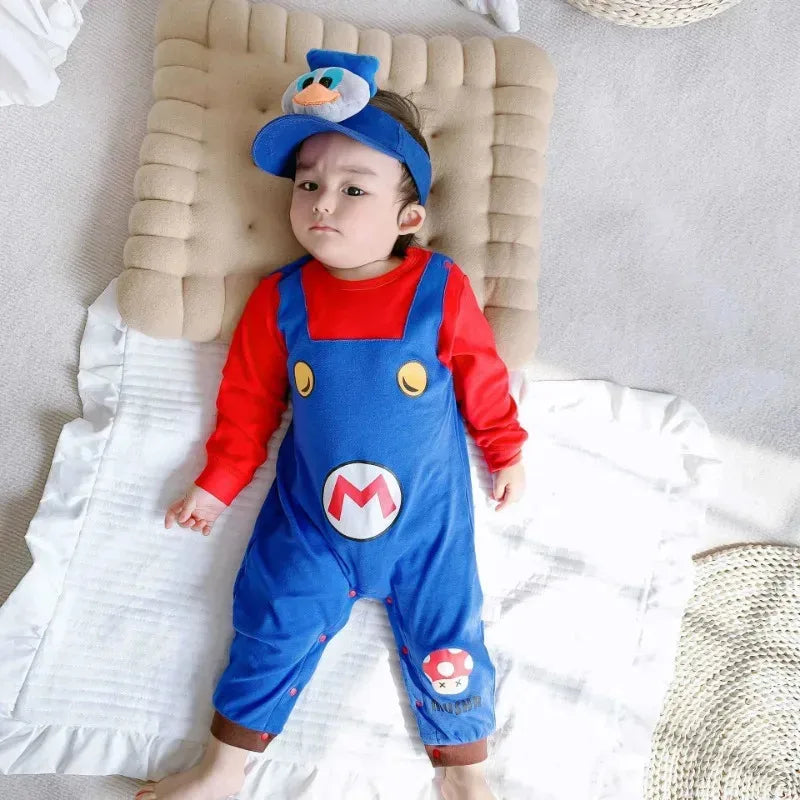 Mini Mario - Baby Romper – Cute Autumn/Winter Cosplay Jumpsuit for Newborns & Toddlers - beunik