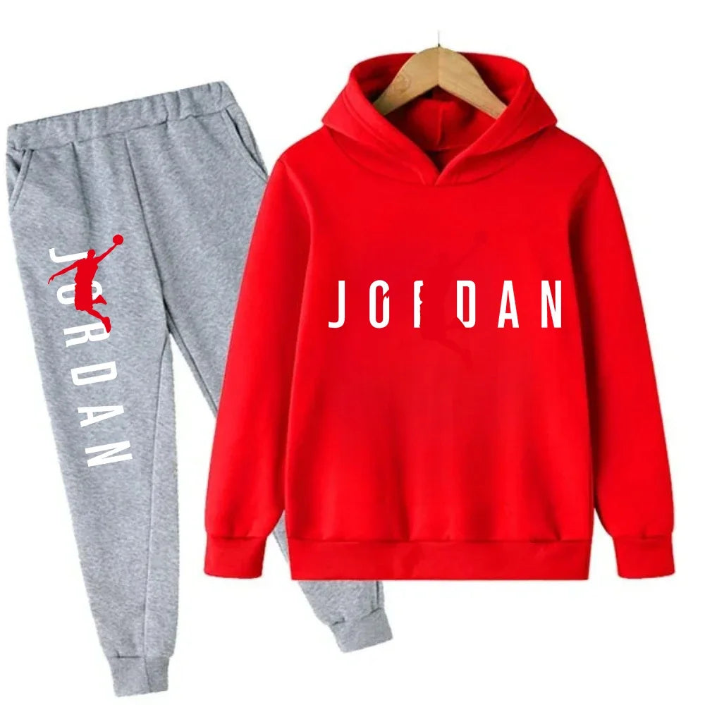 Kids Basketball Print Hoodie and Sweat pants – 2‑Piece Set