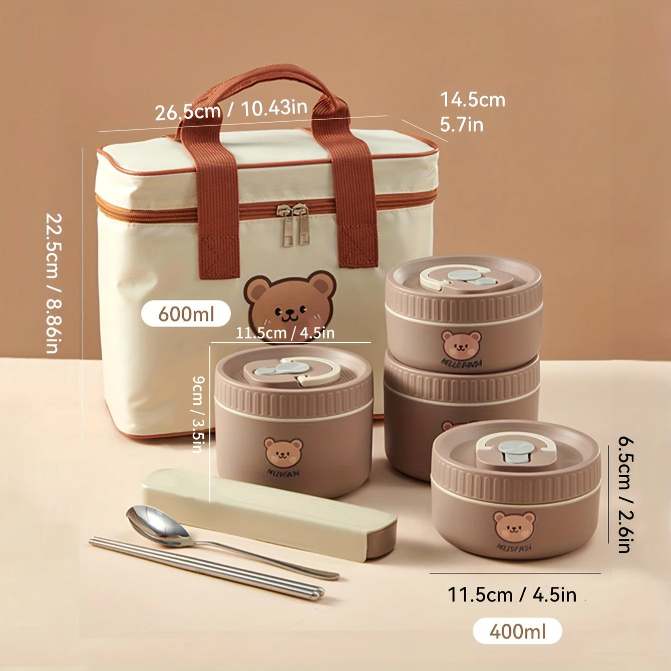 Beunik ThermoBento™ Lunch Box Set – 18/8 Stainless Steel Thermal Food Container with Insulated Bag