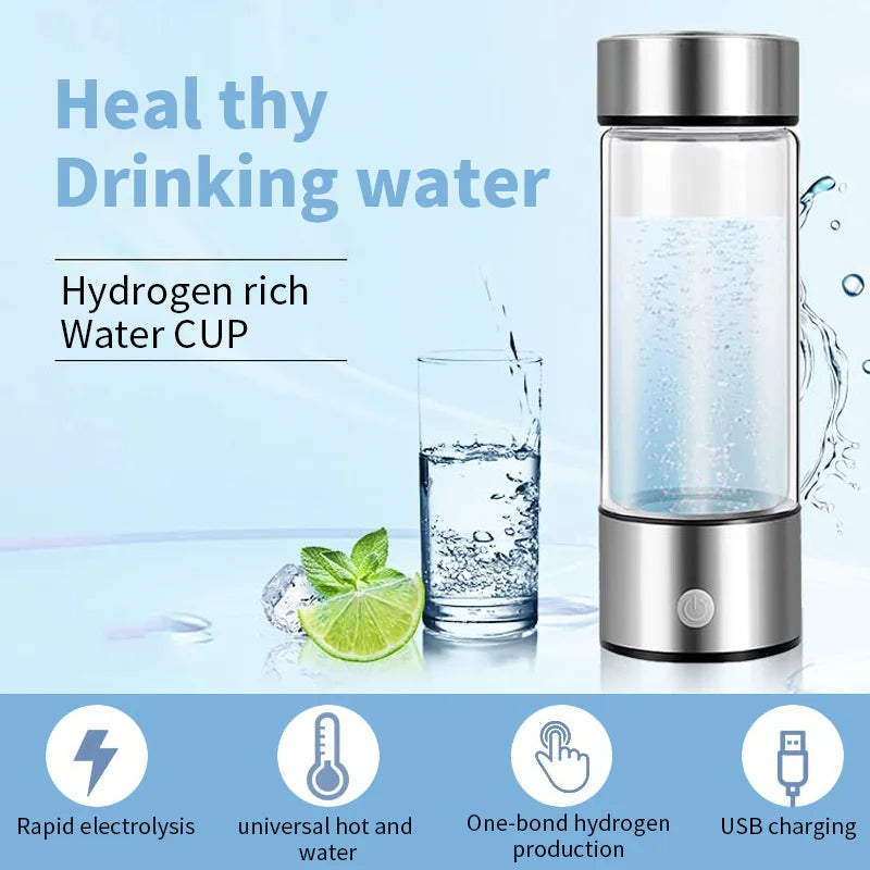 420ml Hydrogen-Rich Water Cup Electric Hydrogen Rich Water Generator Bottle Titanium Quality Filter Portable beunik