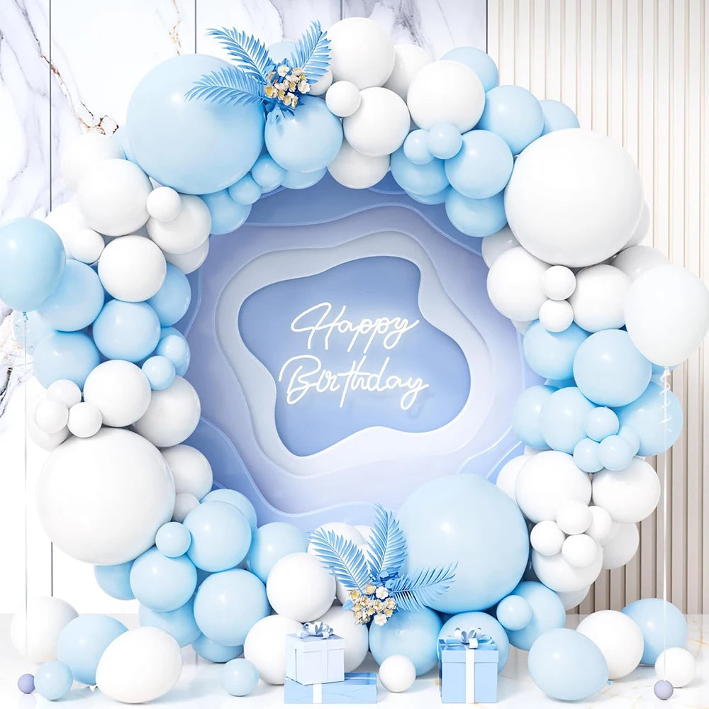 Baby Blue & White Pastel Balloon Garland – Elegant Party Arch Kit