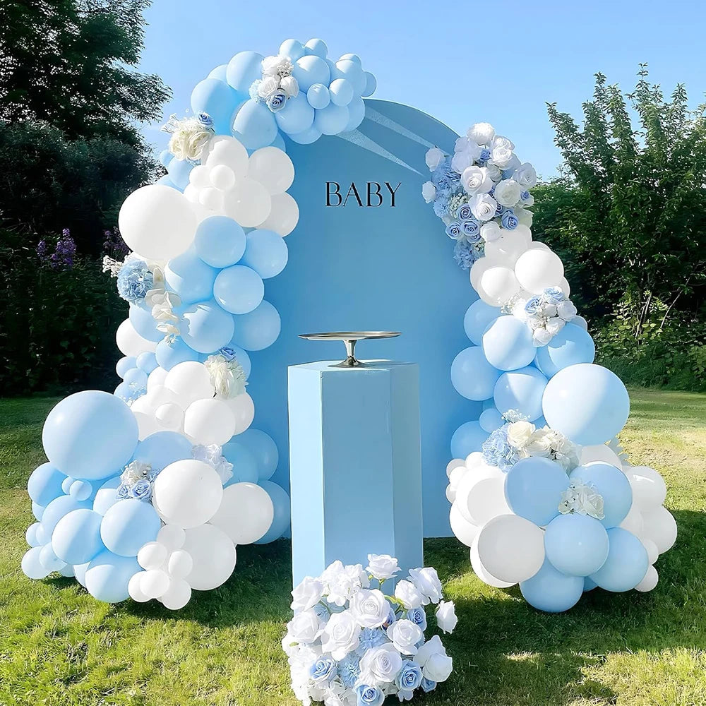 Baby Blue & White Pastel Balloon Garland – Elegant Party Arch Kit