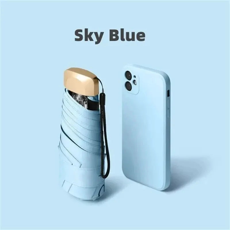 Mini Sun Rain Umbrella Pocket Vinyl Folding UV Protection beunik