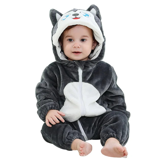 Cozy Animal Baby Onesie – Flannel Winter Romper with Hood for Newborns, Infants & Toddlers (Boys & Girls) beunik