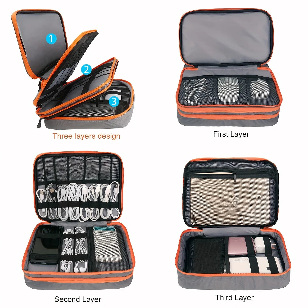 Portable Travel Cable Organizer Case for iPad cable Charger beunik