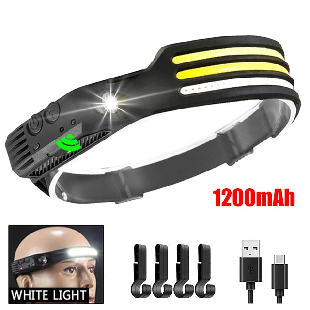 LED Headlamp Built-in Battery USB Rechargeable Flashlight Outdoor Camping Fishing Sensor beunik