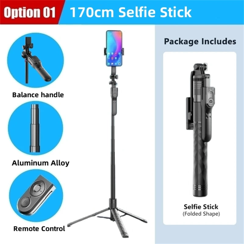 Wireless Selfie Stick Tripod Stand Foldable Monopod With Led Light (1750mm) beunik