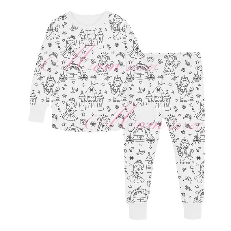 DIY Pajamas Kids Sketch Colorful Pajama Set Kids Art Color Your Own beunik