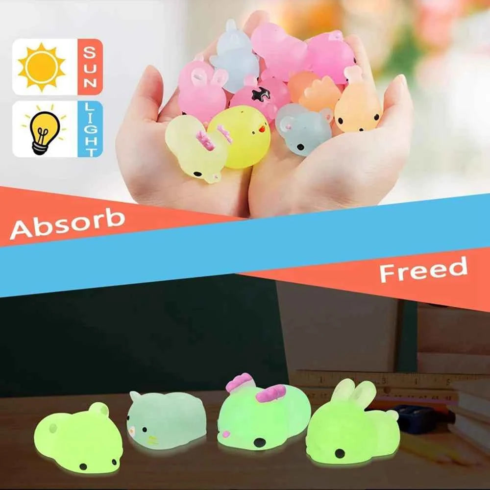 Kids Kawaii Animals Squishies Mochi Squishy Toys Glow in The Dark (12/36PCS)