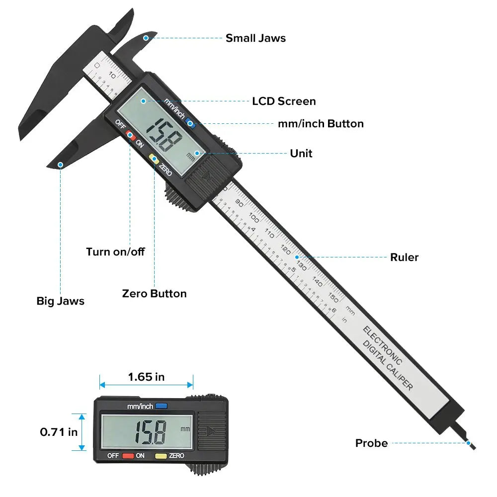 Smart 150mm 100mm Electronic Digital Caliper Carbon Fiber Dial Vernier Caliper Gauge Measuring Tool Digital Ruler beunik