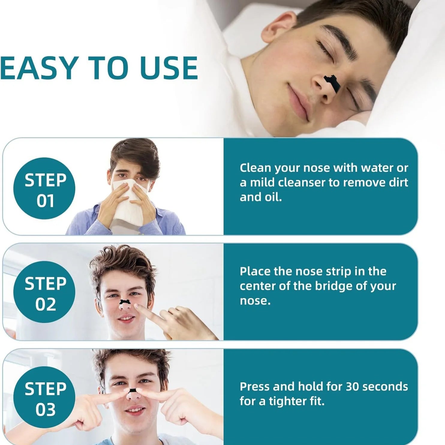 Black Nose Strips Extra Strength Nasal Strips Better Sleeping Non-Invasive beunik