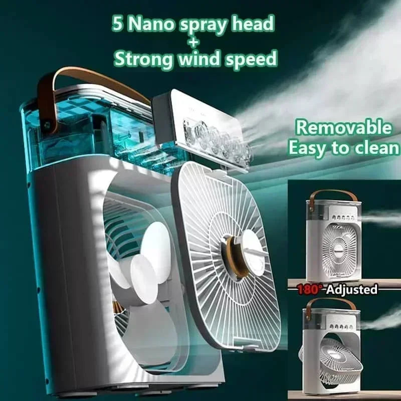 3-in-1 Portable Air Cooler Fan – Mini Air Conditioner, Humidifier & LED Night Light for Home or Office beunik