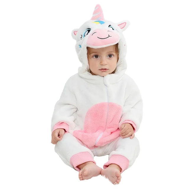 Cozy Animal Baby Onesie – Flannel Winter Romper with Hood for Newborns, Infants & Toddlers (Boys & Girls) beunik