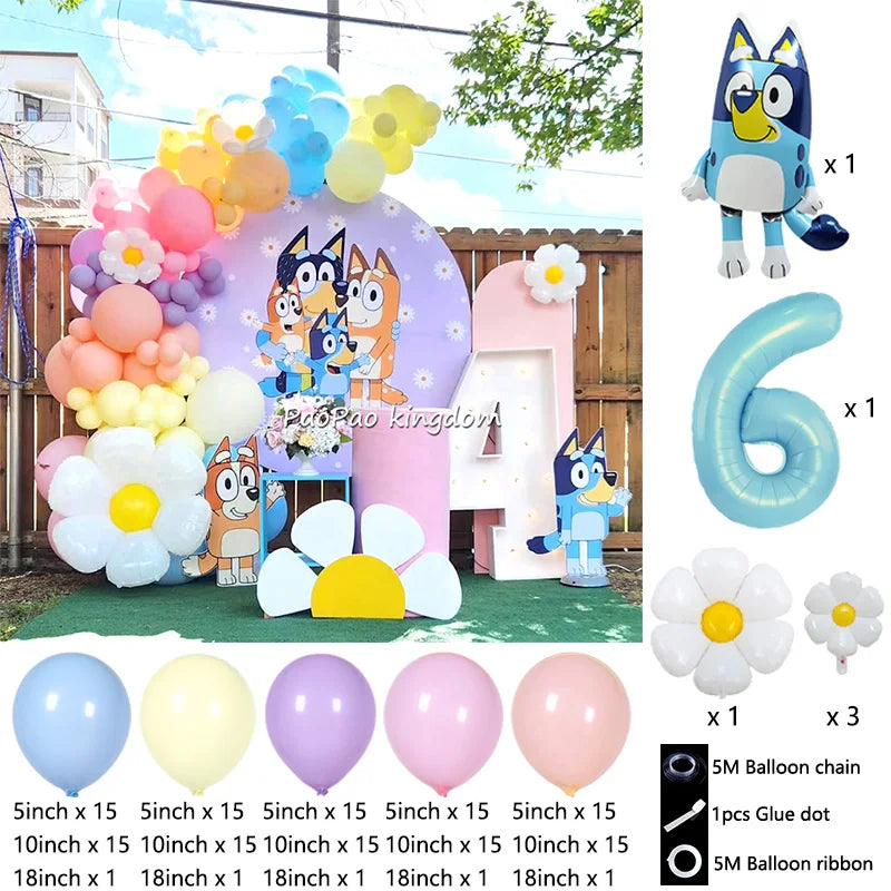 Bluey & Bingo Balloon Garland Arch Kit – Foil & Latex Birthday Party Décor