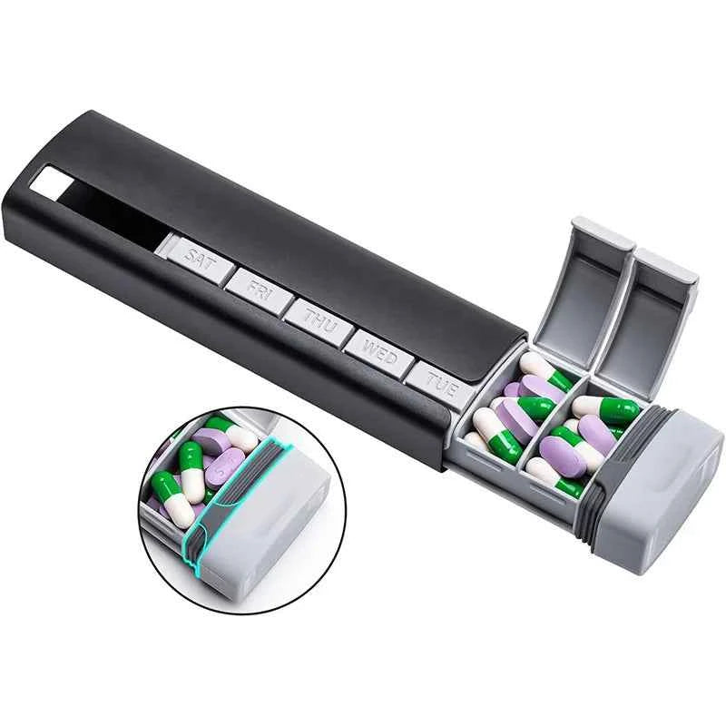 Pop-Open Pill Organizer – Aluminium Travel Case