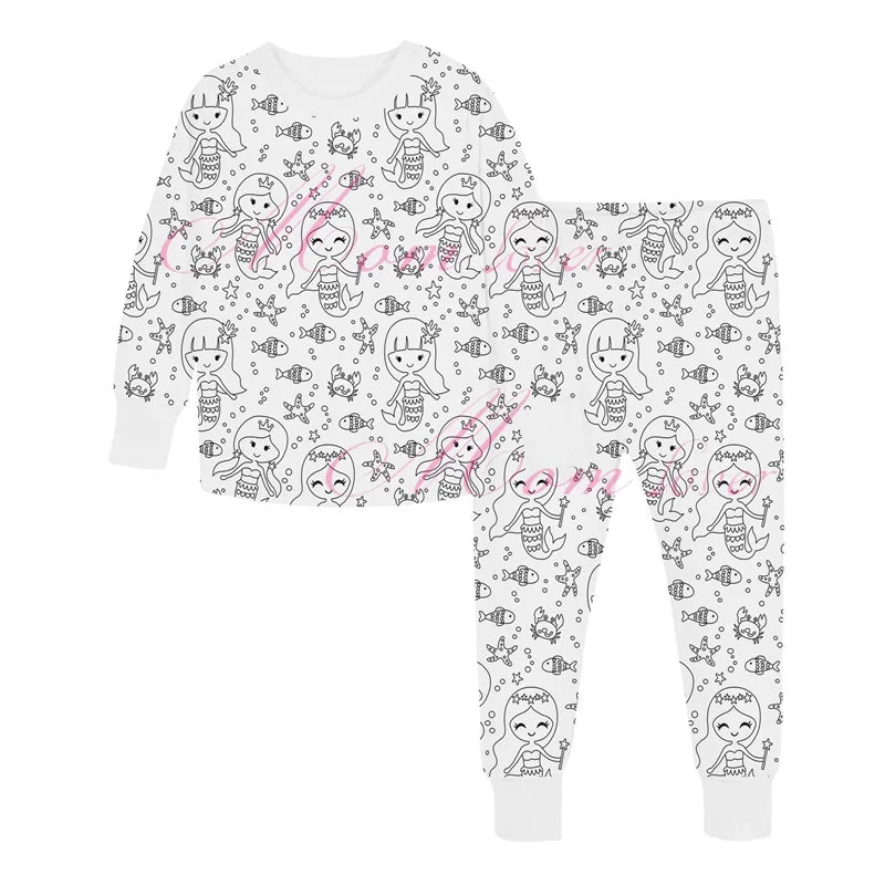 DIY Pajamas Kids Sketch Colorful Pajama Set Kids Art Color Your Own beunik