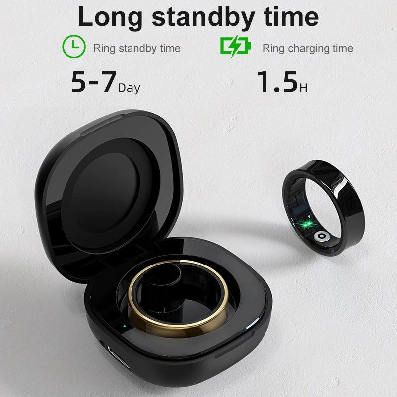 Smart Ring Waterproof with Charging Case (Heart Rate Blood Oxygen, Skin, Temperature, Monitor) beunik