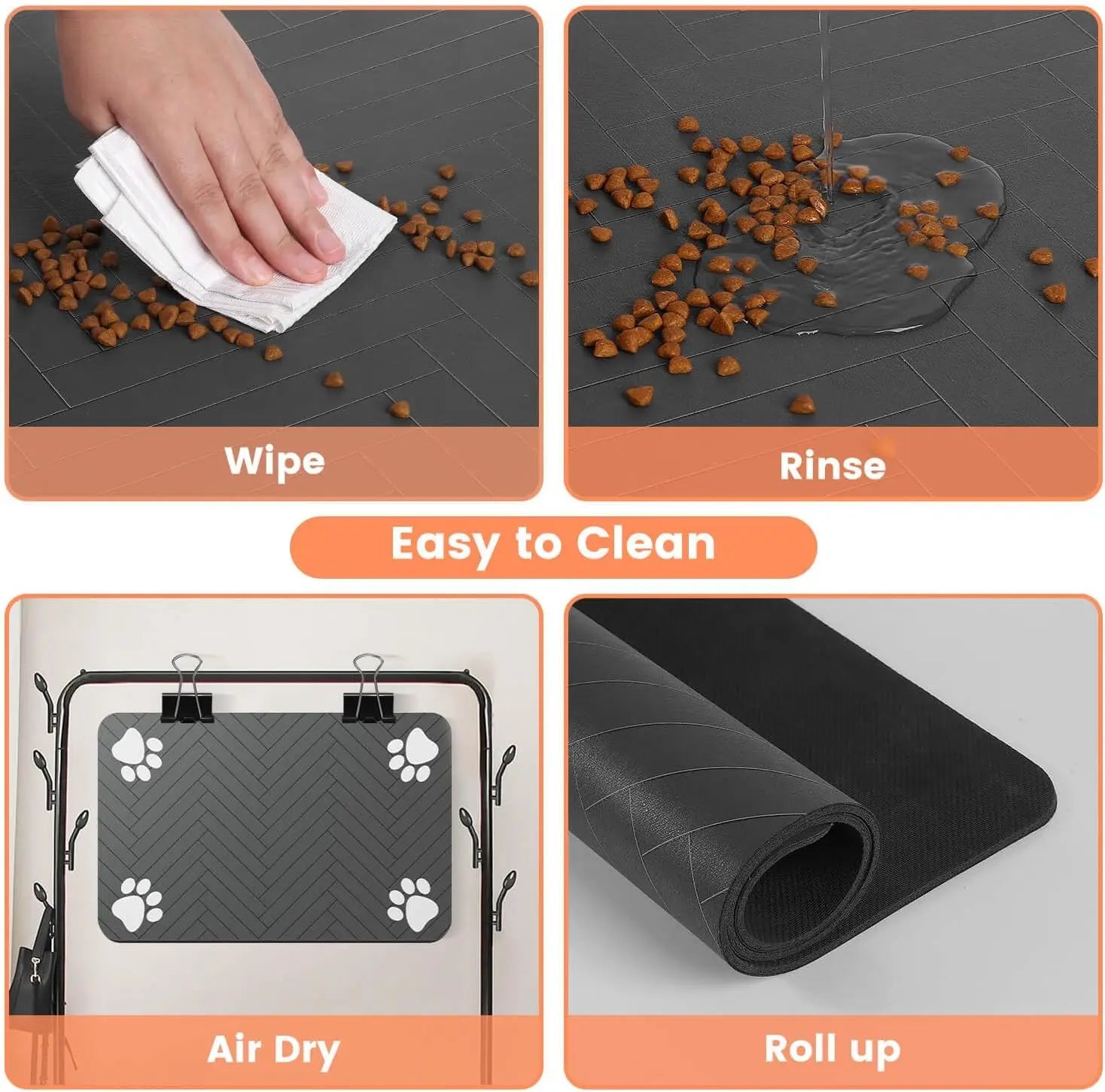 Pet Feeding Mat-Absorbent Pet Placemat for Food and Water Bowl, with Waterproof Rubber Backing beunik