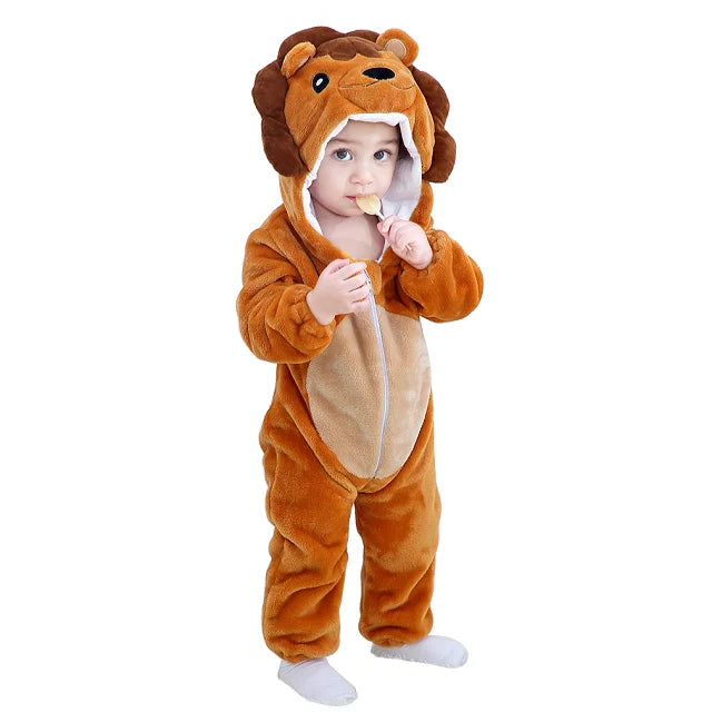 Cozy Animal Baby Onesie – Flannel Winter Romper with Hood for Newborns, Infants & Toddlers (Boys & Girls) beunik