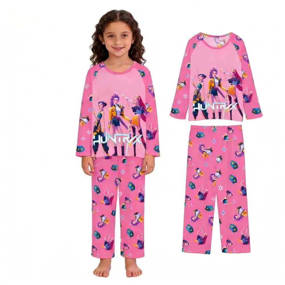 Kpop Long Sleeve Pyjama Set – 2 Piece Soft Cartoon Sleepwear (Ages 3–14)
