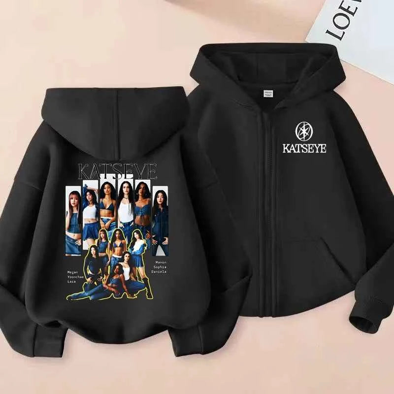 Kids KATSEYE Inspired Zip Hoodie – Soft Casual Jacket
