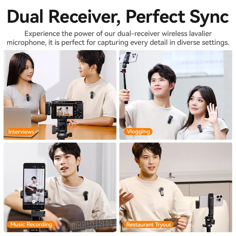 Wireless Microphone Lavalier MIC for iPhone 16 15 Prp Camera Sound Recording beunik