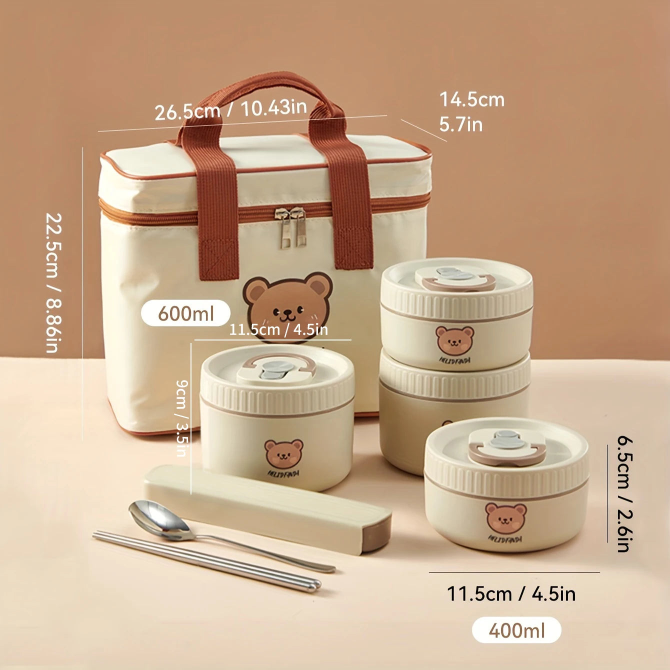 Beunik ThermoBento™ Lunch Box Set – 18/8 Stainless Steel Thermal Food Container with Insulated Bag