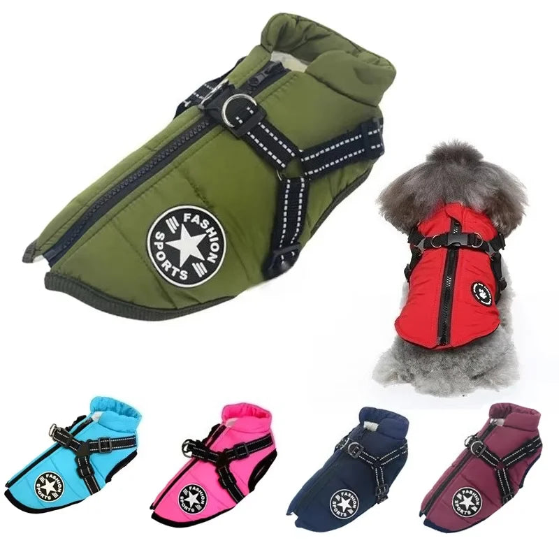 Winter Warm Dog Clothes Dog Jacket With Harness beunik