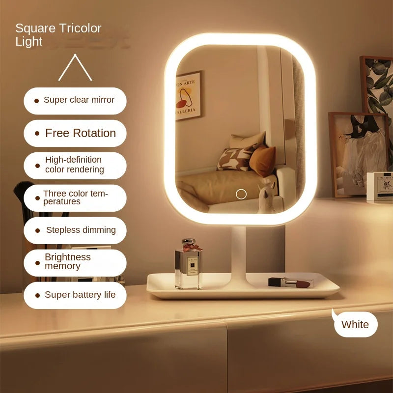 Niche Modern Desktop Vanity Mirror 3 Color Light LED Makeup Mirror beunik