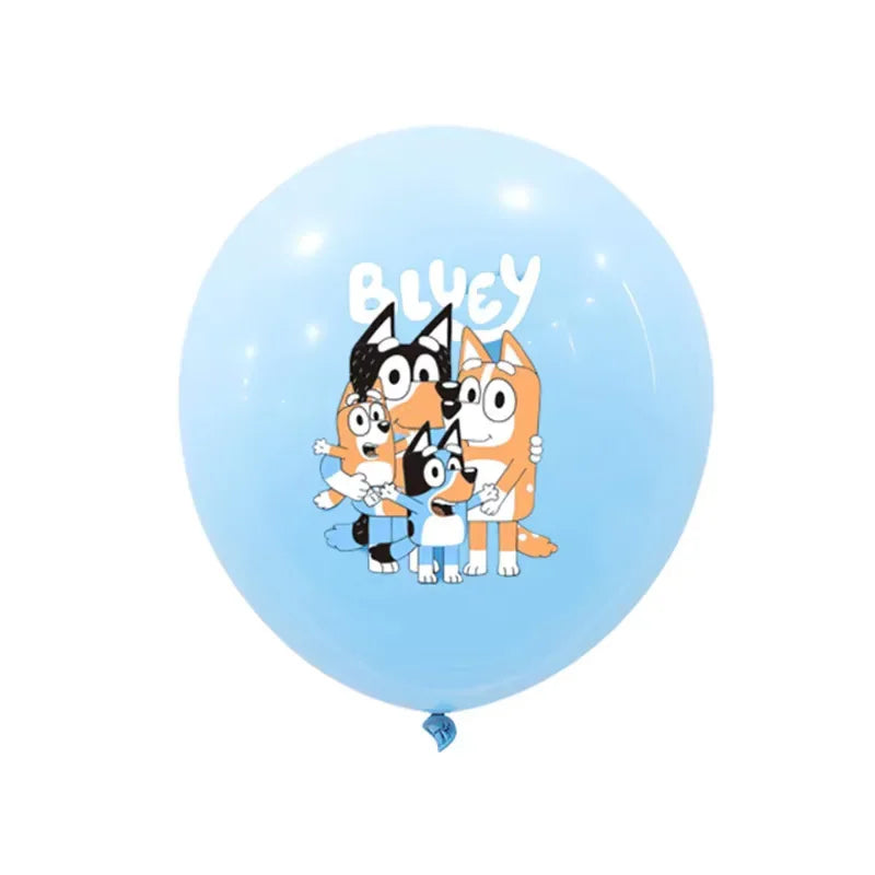 Bluey Dog Latex Balloons Set (10pcs, 12inch)