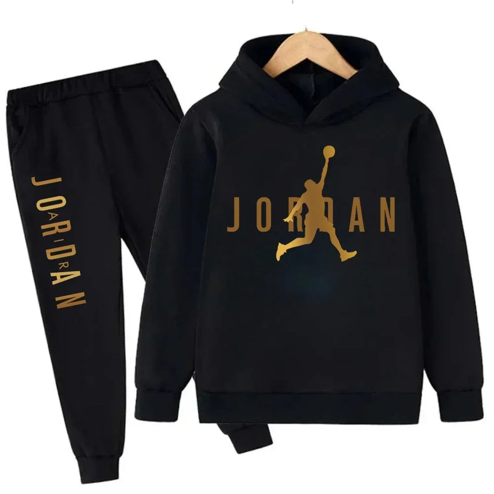 Kids Basketball Print Hoodie and Sweat pants – 2‑Piece Set