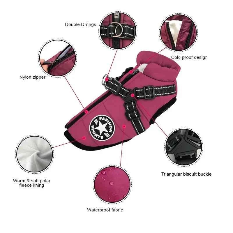 Winter Warm Dog Clothes Dog Jacket With Harness