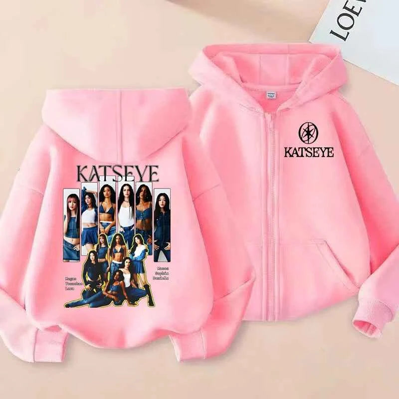 Kids KATSEYE Inspired Zip Hoodie – Soft Casual Jacket