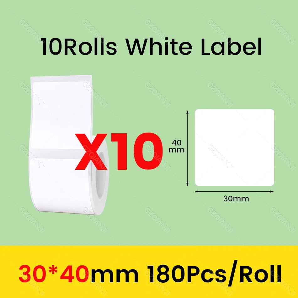 NiiMbot Label Rolls – Waterproof, Anti‑Oil, Tear‑Resistant White Stickers (3/5/10 Pack)