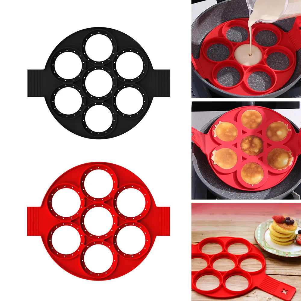 7 Holes Nonstick Baking Mold Silicone Pancake Maker Ring Fried Egg Molds for Cooking beunik