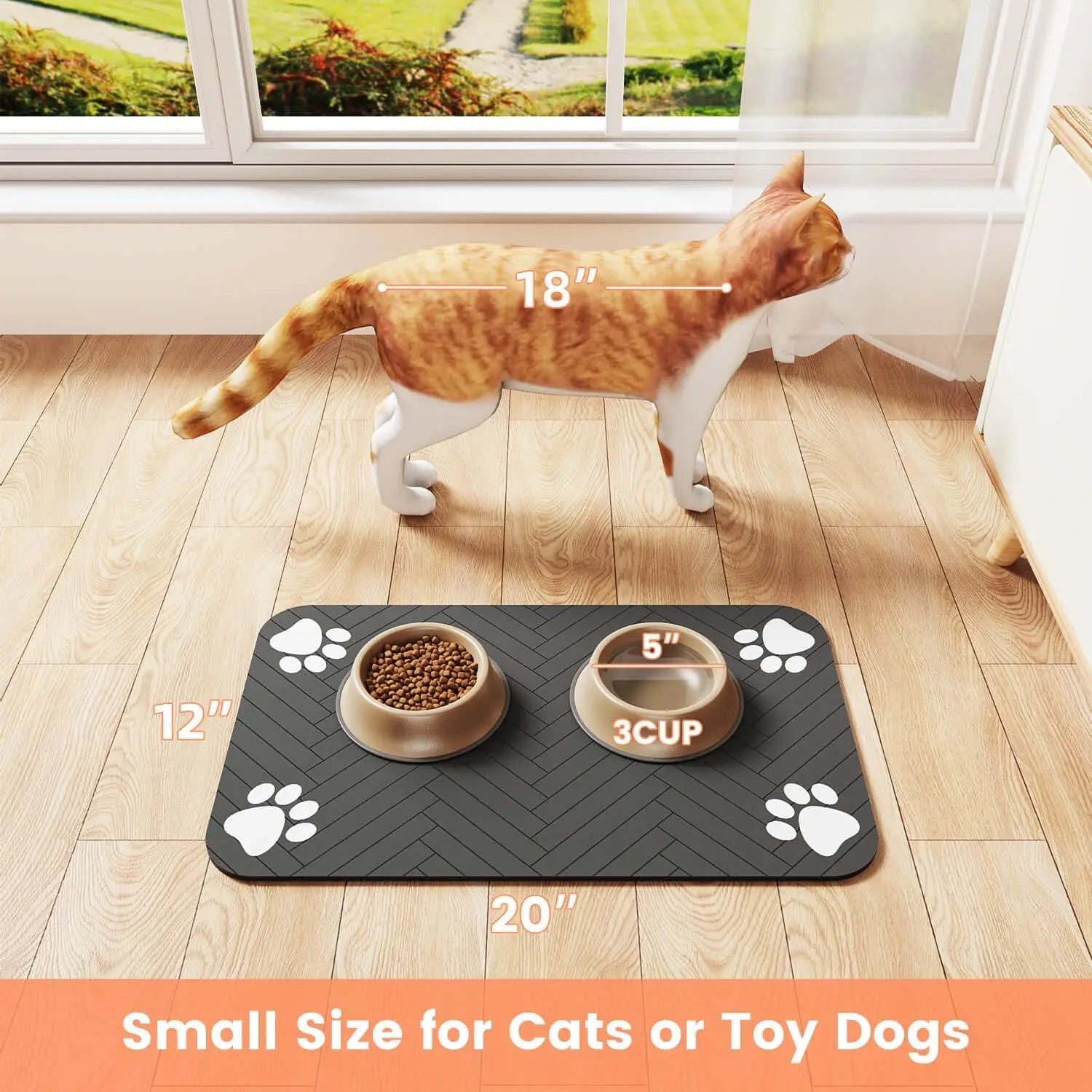 Pet Feeding Mat-Absorbent Pet Placemat for Food and Water Bowl, with Waterproof Rubber Backing beunik