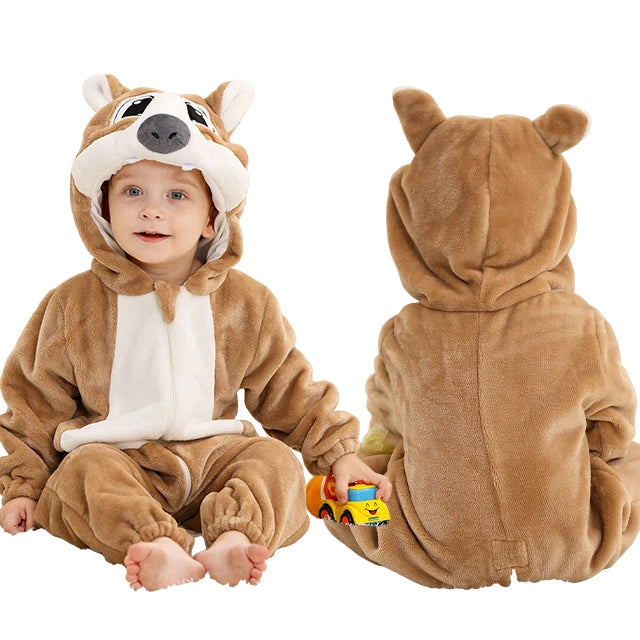 Ultra-Soft Winter Baby Romper – Hooded Flannel Animal Jumpsuit Costume for Toddlers & Infants (Boys & Girls) beunik