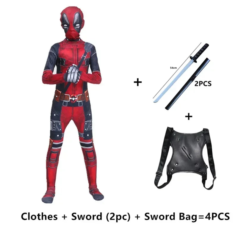 Kids Deadpool Bodysuit Superhero Cosplay Jumpsuit beunik