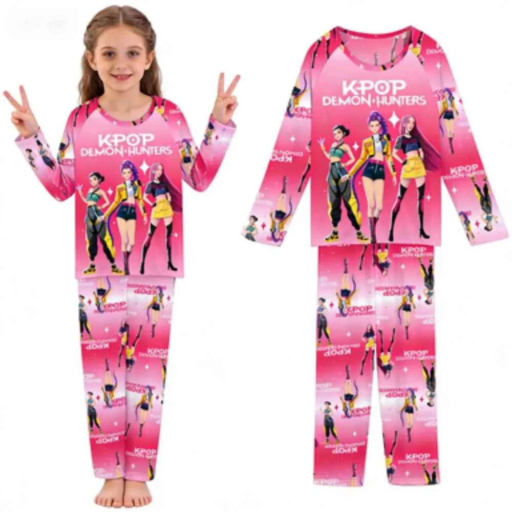 Kpop Long Sleeve Pyjama Set – 2 Piece Soft Cartoon Sleepwear (Ages 3–14)