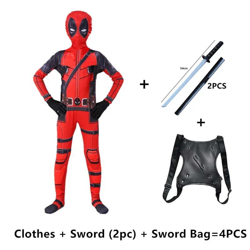 Kids Deadpool Bodysuit Superhero Cosplay Jumpsuit beunik